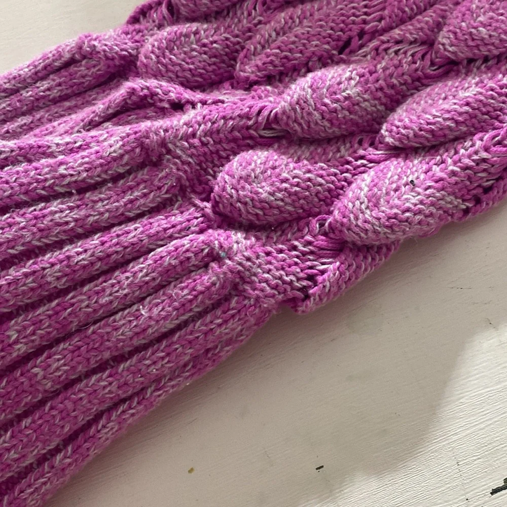 Mermaid Tail Blanket for Lounging or Playing One Size Bright Pink Knit Crochet